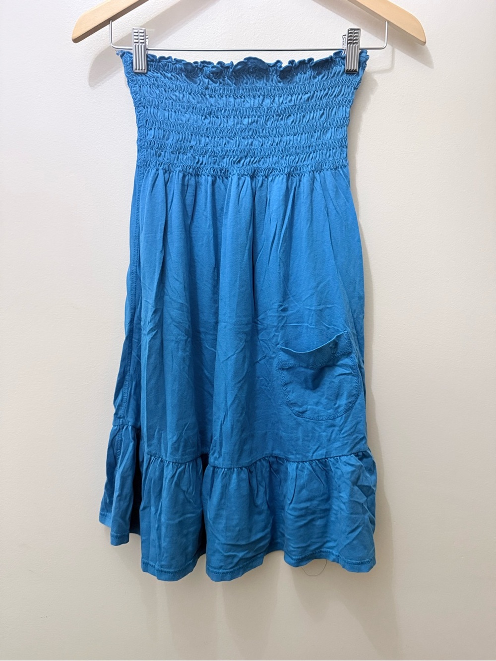 Y2K Aerie Strapless Tube Mini Short Dress Ruffle Teal M Bratz Barbie Badie